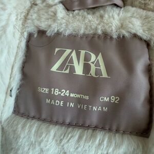 Zara blush Cream Faux Fur Baby Coat kids infant 18-24 months